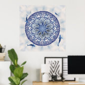 Blue Koi Lotus Mandala Poster (Heimbüro)