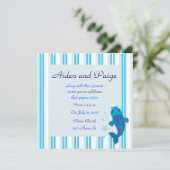Blue Koi Striped Wedding Einladungen (Stehend Vorderseite)