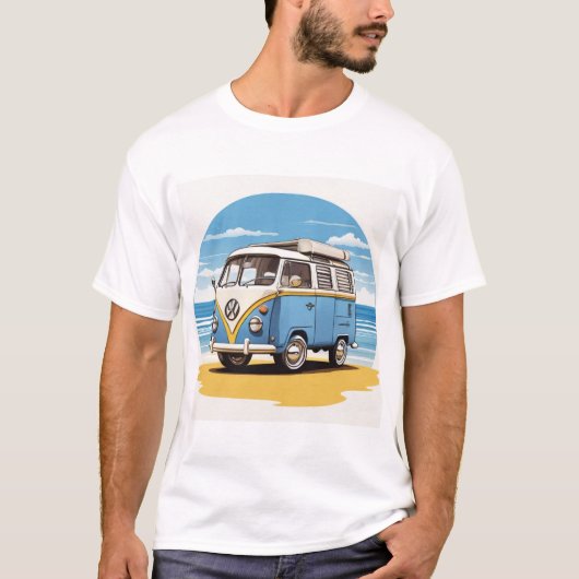 Blue Kombi Beach Circle Tee - Vintage Coastal Cha (Vorderseite)