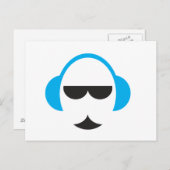 Blue Kopfhörer Postkarte (Vorne/Hinten)
