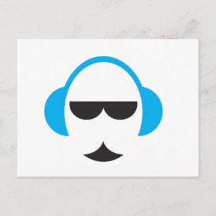 Blue Kopfhörer Postkarte