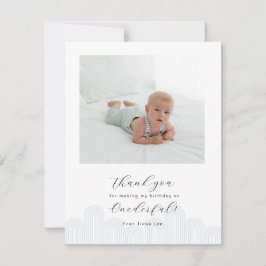 Blue Korean Dol Erstgeburtstag Foto vielen Dank Einladung