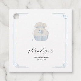 Blue Korean Doljanchi Square Gevor Tag Geschenkanhänger