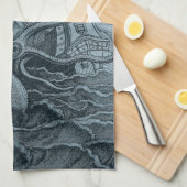 Blue Kraken Kitchtuch Geschirrtuch (Viertel Falte)