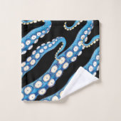 Blue Kraken Octopus Tentacles Badhandtuch Set (Waschlappen)