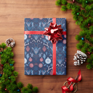 Blue Krampus Wrapping Paper | Einzigartiger Dunkle Geschenkpapier