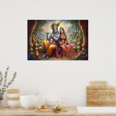 Blue Krishna Art: Radha & Deity Flute, indischer G Poster (Küche)