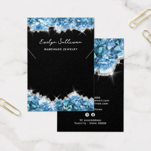 Blue Kristall Halskette Display Karte