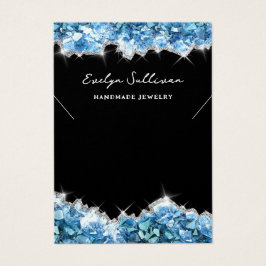 Blue Kristall Halskette Display Karte