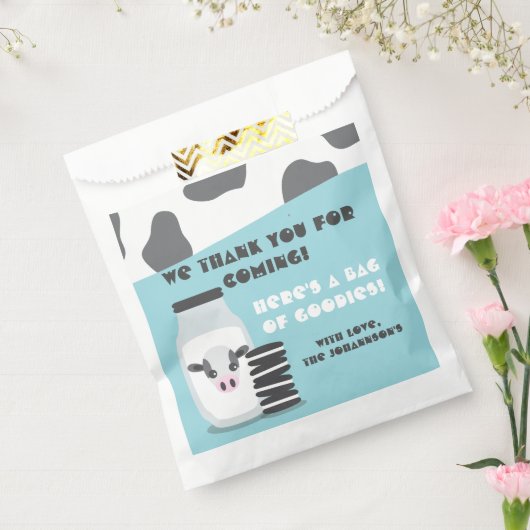 BLUE Kuhmilch und Cookies Baby Shower Fevor Tasche Geschenktütchen (Versiegelt)