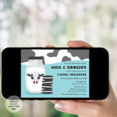 BLUE Kuhmilch und Cookies Kinderdusche Einladungen