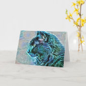 Blue Künstlerisch Cat Blank Note Card Karte (Gelbe Blume)