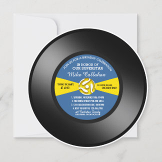 Blue Label Vinyl 45 Record Geburtstagsparty Einladung