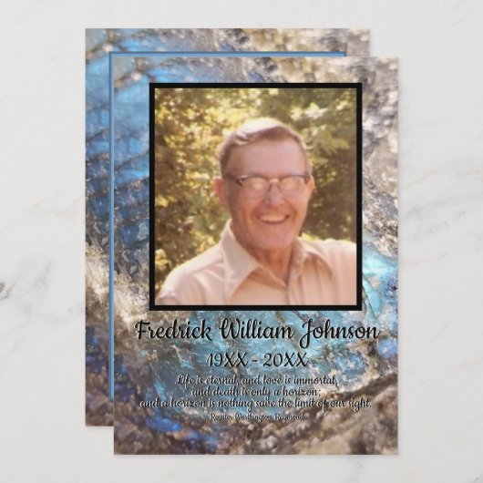 Blue Labradorite Stone mit Zitat und Square Foto Programm (Vorne/Hinten)