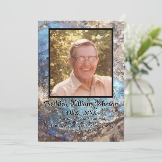 Blue Labradorite Stone mit Zitat und Square Foto Programm (Stehend Vorderseite)