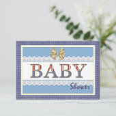 Blue Lace Baby Showregisterkarte Einladung (Stehend Vorderseite)