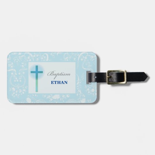Blue Lace Boy Baptisse Gepäckanhänger (Vorderseite horizontal)