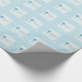 Blue Lace Boy Baptisse Geschenkpapier (Ecke)