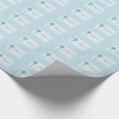 Blue Lace Boy Baptisse Geschenkpapier (Ecke)