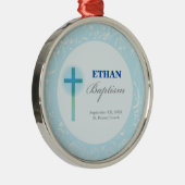 Blue Lace Boy Baptisse Silbernes Ornament (Rechts)