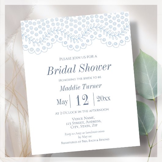 Blue Lace | Budget Bridal Shower Einladung