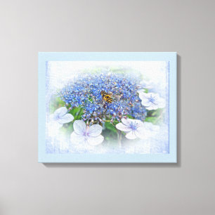 Blue Lace Cap Hydrangea Blume Leinwanddruck