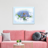Blue Lace Cap Hydrangea Blume Leinwanddruck (Insitu (Wohnzimmer))
