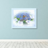 Blue Lace Cap Hydrangea Blume Leinwanddruck (Insitu (Holzboden))