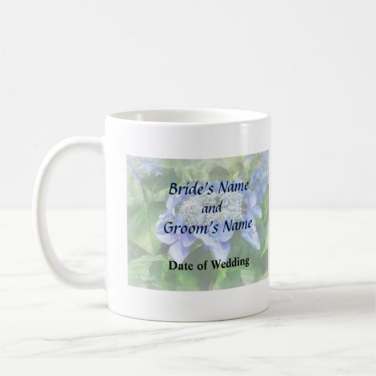 Blue Lace Cap Hydrangea Hochzeitsprodukte Kaffeetasse (Links)