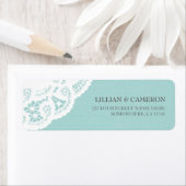 Blue Lace Doily Rücksendeadressen-Aufklebers (Insitu)