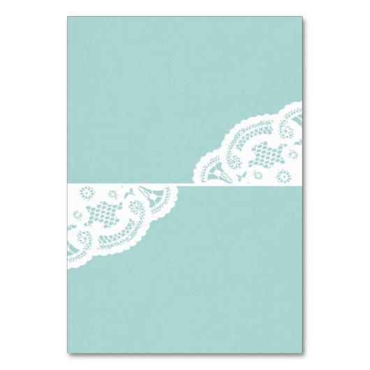 Blue Lace Doily Wedding Table Platzkarten Tischnummer (Vorderseite)