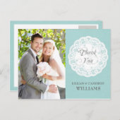 Blue Lace Doily Wedding Vielen Dank Postcard Postkarte (Vorne/Hinten)