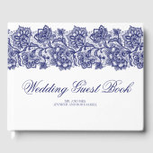 Blue Lace Elegant White Wedding Gästebuch (Vorderseite)