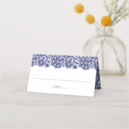 Blue Lace Elegant White Wedding Platzkarte