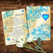 Blue Lace Heart Baroque Gold Mexican Wedding Begleitkarte
