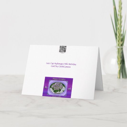 Blue Lace Hydrangea Ehefrau Geburtstagkarte Karte (Rückseite)