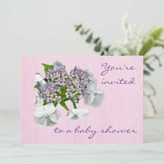 Blue Lace Hydrangea Kinderdusche Einladung (Stehend Vorderseite)