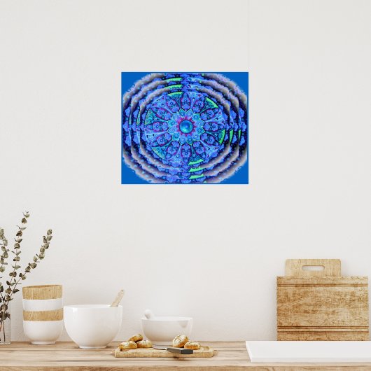 Blue Lace Mandala Poster (Küche)