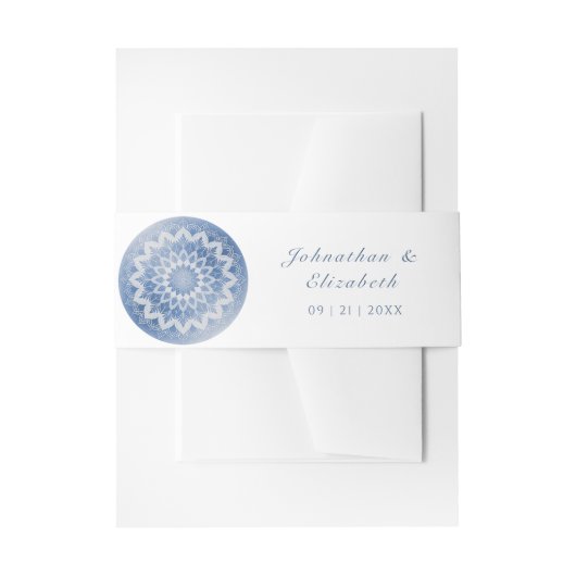 Blue Lace Mandala Wedding Einladungsbanderole (Vorderseite Beispiel)