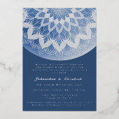 Blue Lace Mandala Wedding Folieneinladung (Vorderseite)