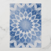Blue Lace Mandala Wedding Folieneinladung (Rückseite)