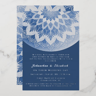 Blue Lace Mandala Wedding Folieneinladung