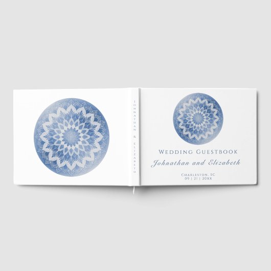 Blue Lace Mandala Wedding Gästebuch (Voll)