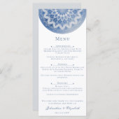 Blue Lace Mandala Wedding Menükarte (Vorne/Hinten)