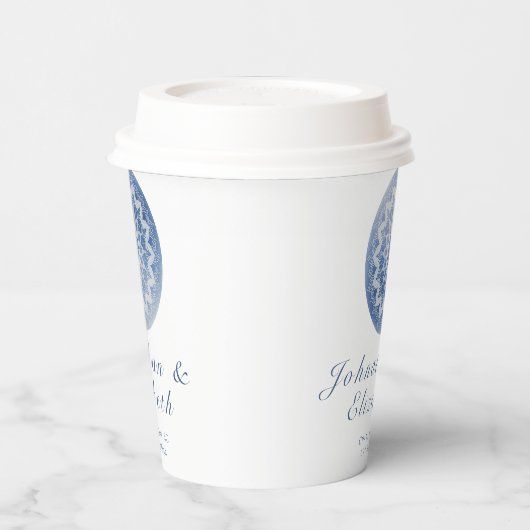 Blue Lace Mandala Wedding Pappbecher (Links)