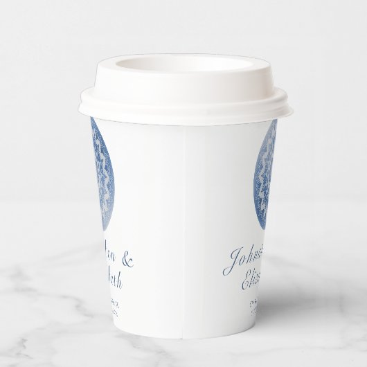 Blue Lace Mandala Wedding Pappbecher (Rechts)