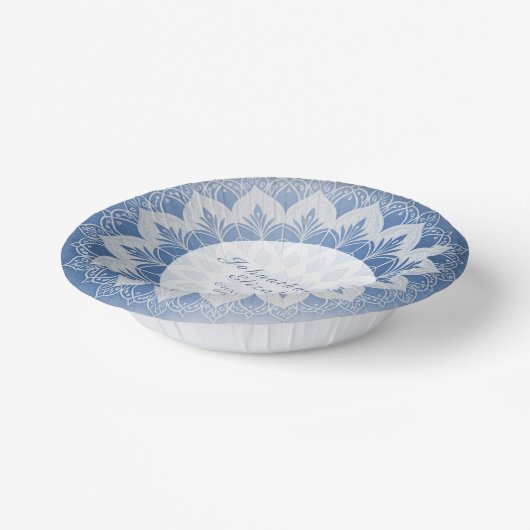 Blue Lace Mandala Wedding Pappteller (Gewinkelt)