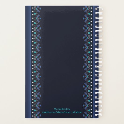 Blue Lace Pattern Boho Planner Planer (Rückseite)