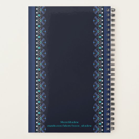 Blue Lace Pattern Boho Planner Planer (Rückseite)