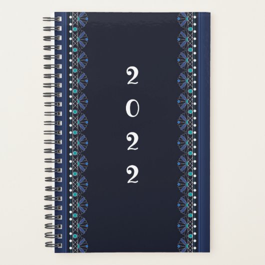 Blue Lace Pattern Boho Planner Planer (Vorderseite)